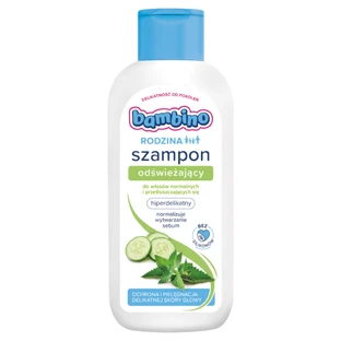 Bambino Family, champú refrescante para cabello normal y graso, hipersuave, a partir de 3 años, 400 ml