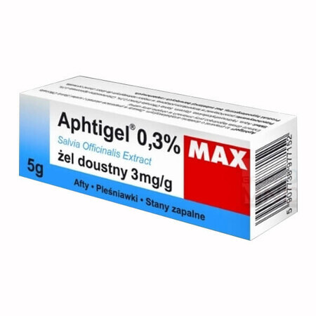 Aphtigel Max 0,3%, gel oral 3 mg/ g, aftas, aftas, inflamación, 5 g