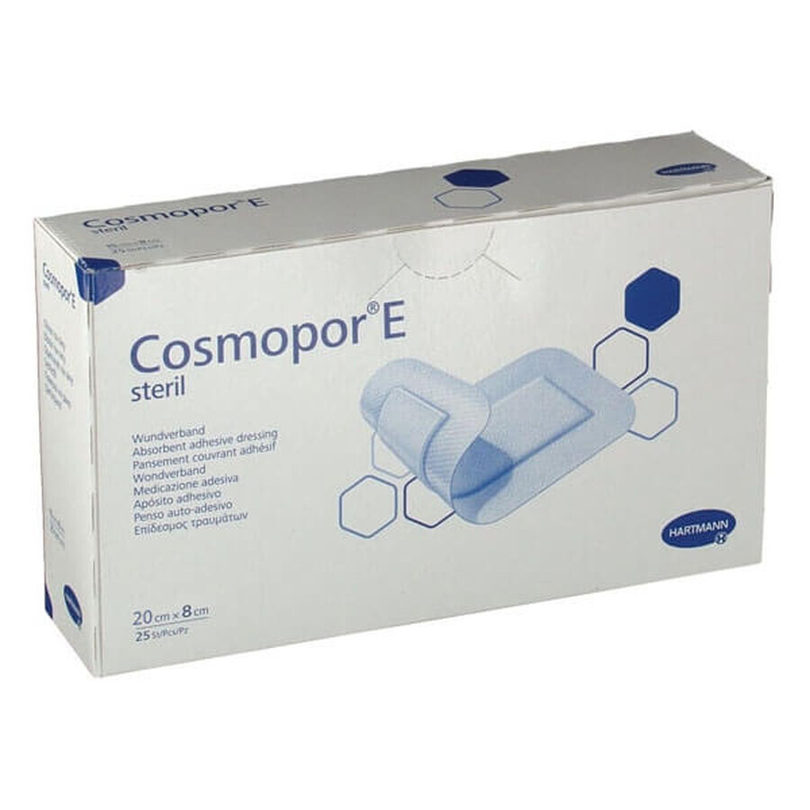 Cosmopor E, apósito postoperatorio para heridas, estéril, 20 cm x 8 cm, 25 unidades