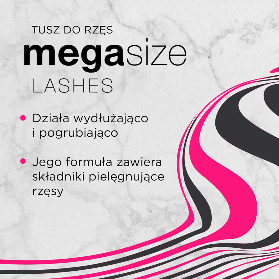 Eveline Cosmetics Mega Size Lashes, máscara, alargamiento y espesamiento, negro, 10 ml