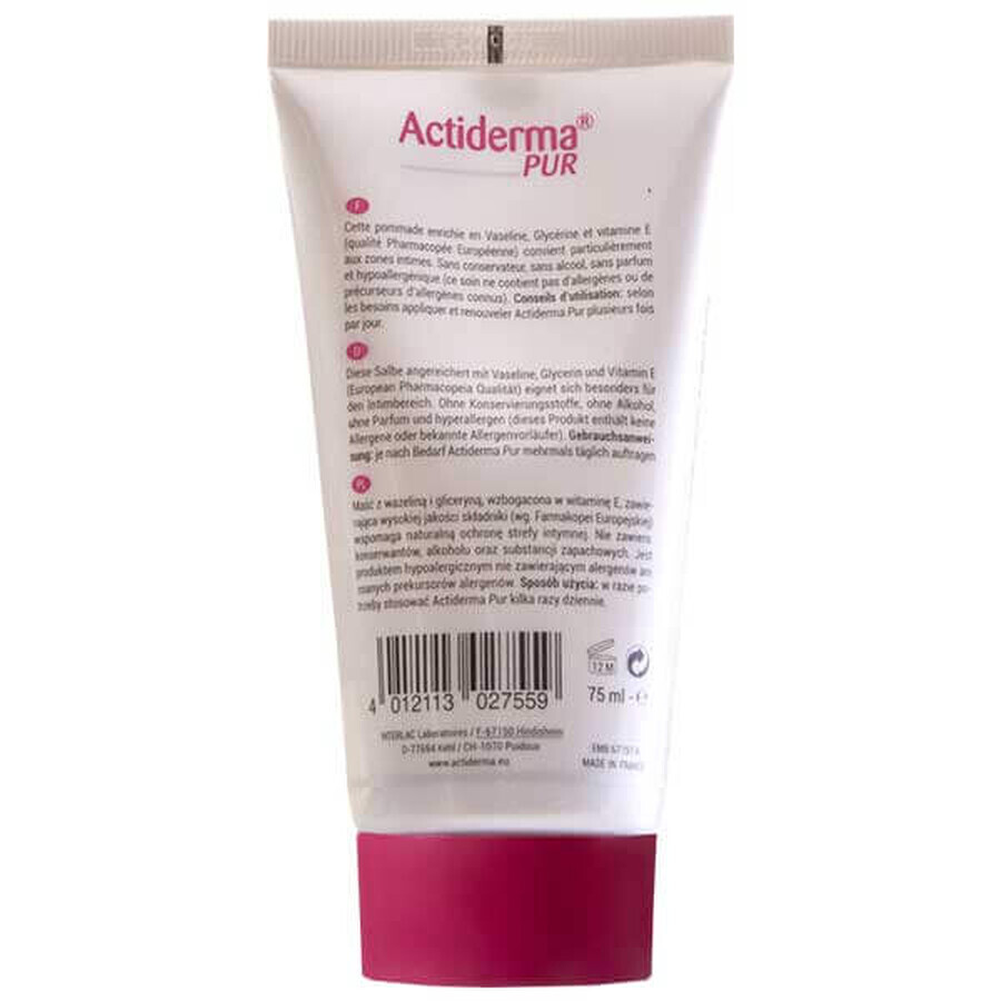 Actiderma Pur Intimhygiene, hypoallergene Salbe für Säuglinge, Kinder und Erwachsene, 75 ml