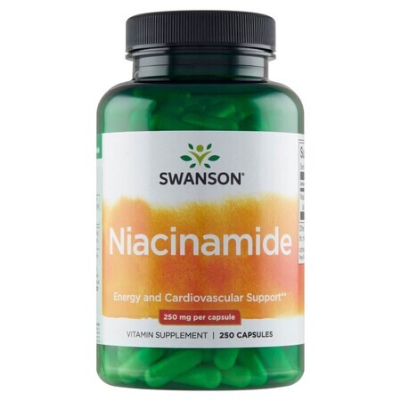 Swanson Niacinamida, niacina 250 mg, 250 cápsulas