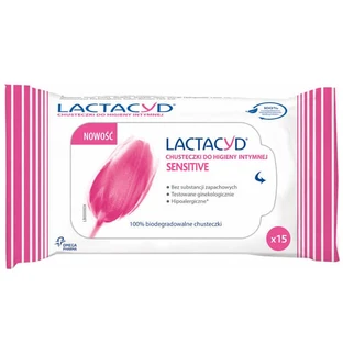 Lactacyd Sensitive, chusteczki do higieny intymnej, 15 sztuk