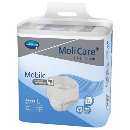 MoliCare Premium Mobile, pañales, talla L, 100-150 cm, 6 gotas, 14 unidades