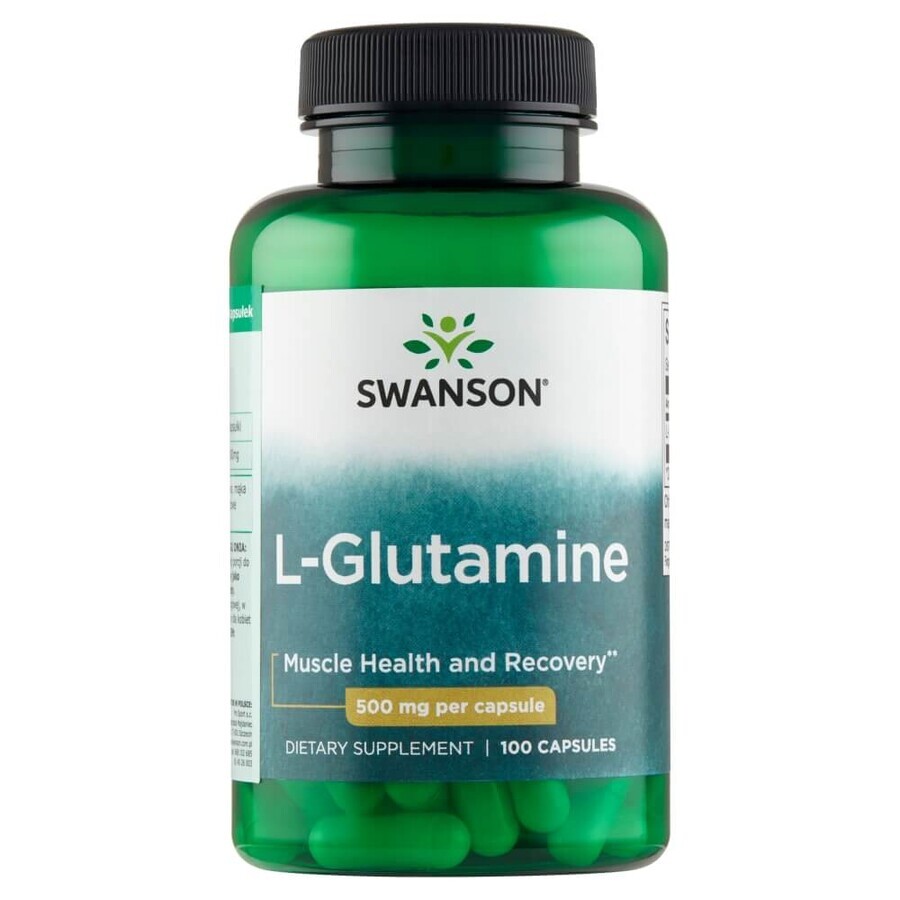 Swanson L-Glutamina, L-glutamina 500 mg, 100 cápsulas