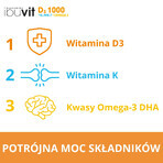 Ibuvit D3 1000 + K2 MK-7 Omega 3, voor kinderen vanaf 6 jaar, adolescenten en volwassenen, 30 capsules VERWIJDERDE VERPAKKING