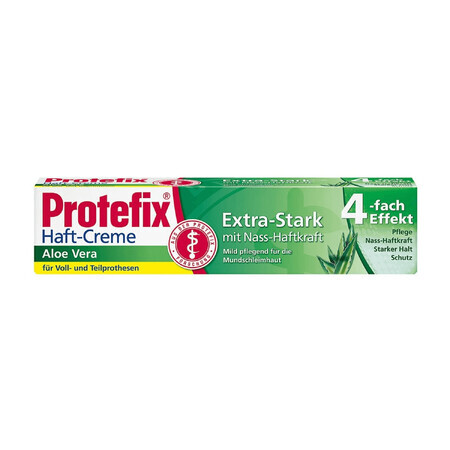 Protefix, crema fijadora para dentaduras postizas, con aloe vera, extra-fuerte, 4 x efecto, 47 g