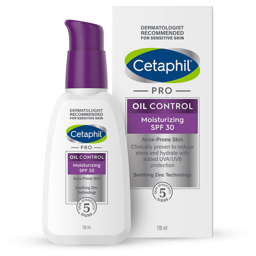 Cetaphil PRO Oil Control, crema hidratante y matificante, pieles con tendencia acnéica, SPF 30, 118 ml