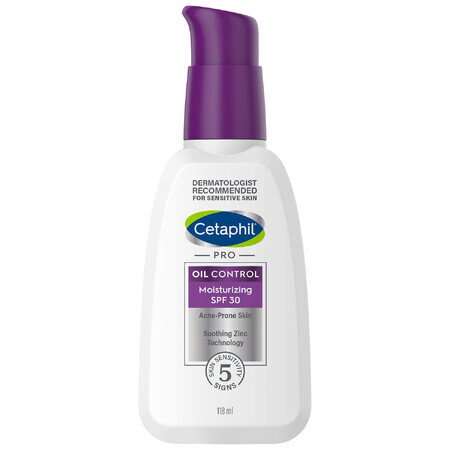 Cetaphil PRO Oil Control, crema hidratante y matificante, pieles con tendencia acnéica, SPF 30, 118 ml