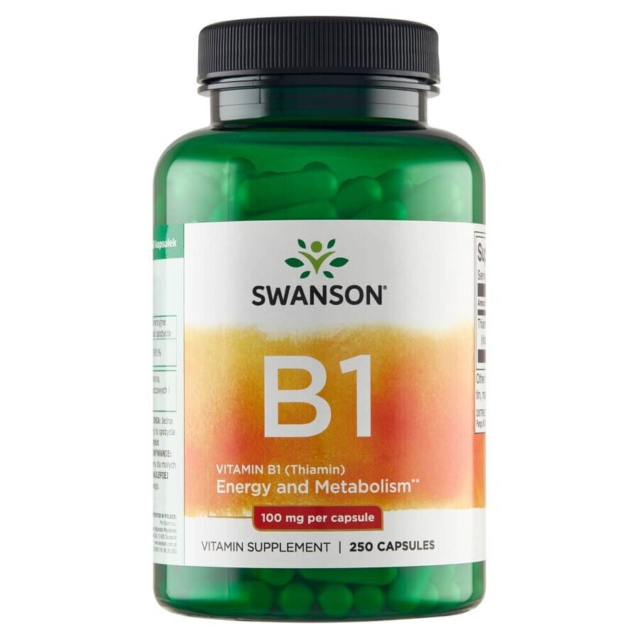 Swanson B1, thiamine 100 mg, 250 gélules