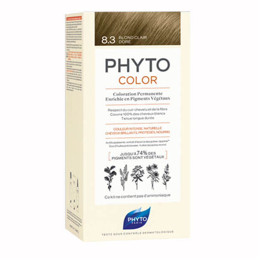 Phyto Color, tinte para el cabello, 8/3 rubio claro dorado, 50 ml