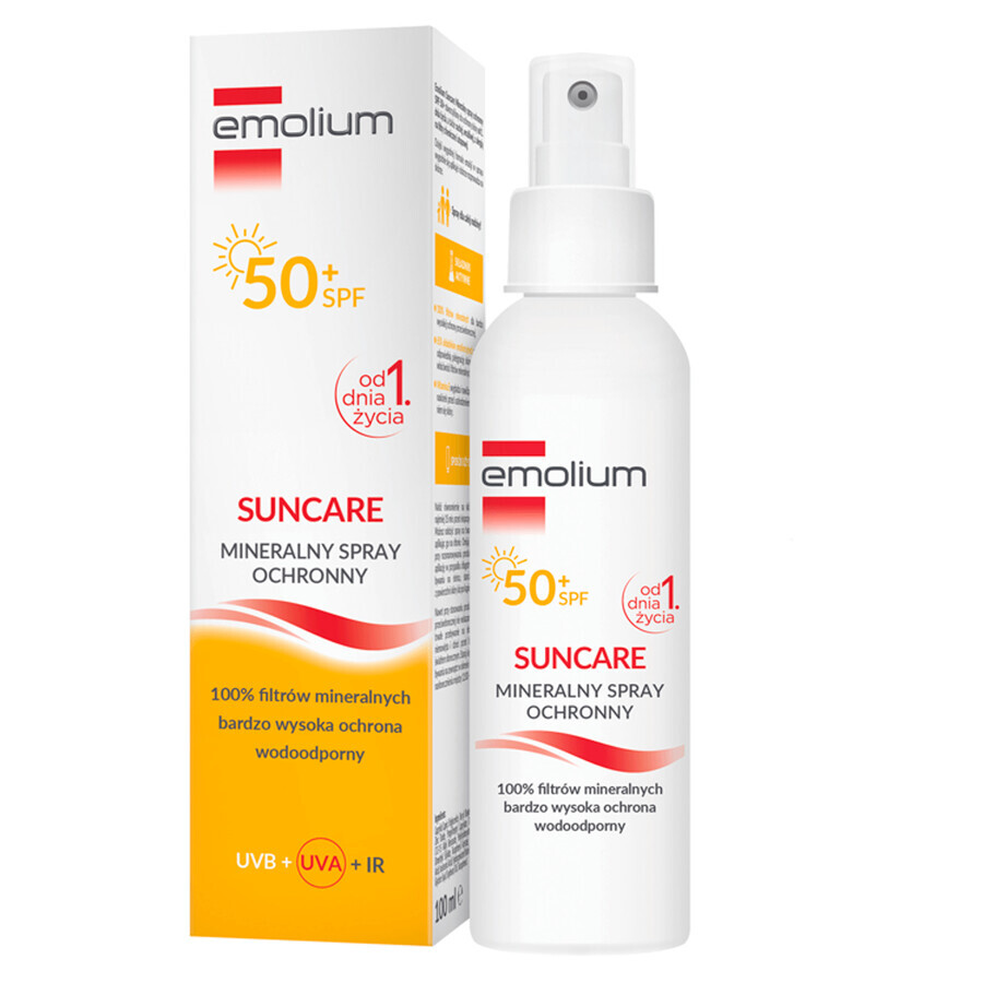 Emolium Suncare, Spray de protección mineral para niños desde el primer día y adultos, FPS 50+, 100 ml ENVASE CONTAMINADO