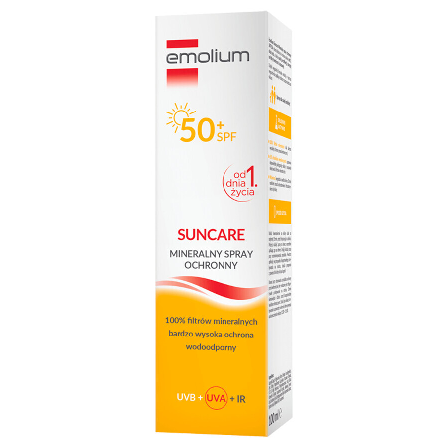 Emolium Suncare, Spray de protección mineral para niños desde el primer día y adultos, FPS 50+, 100 ml ENVASE CONTAMINADO