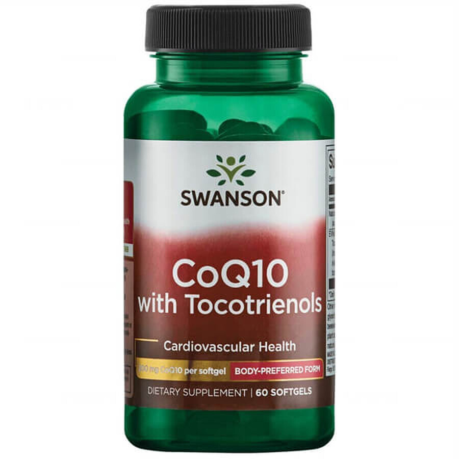 Swanson CoQ10 mit Tocotrienolen, Coenzym Q10 200 mg und Tocotrienole 20 mg, 60 Gelkapseln