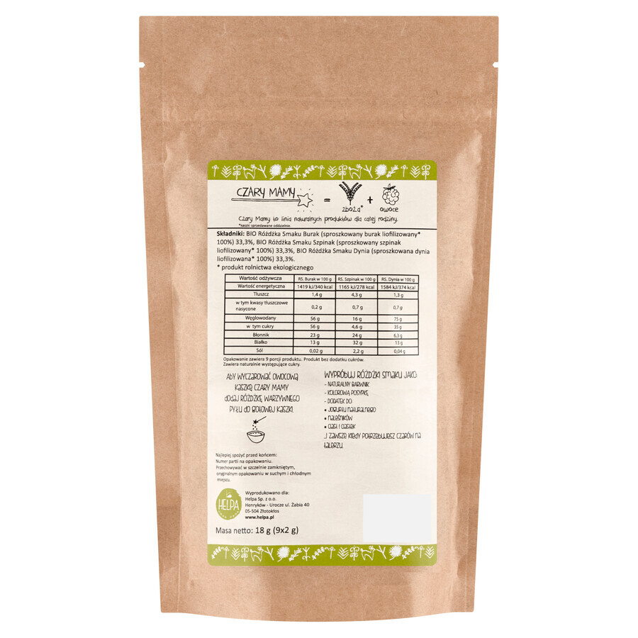 Varitas saborizantes vegetales Helpa Czary Mama Bio, vegetales liofilizados, 9 x 2 g