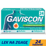 Gaviscon sabor a menta Tab 250 mg + 133,5 mg + 80 mg, 24 comprimidos masticables