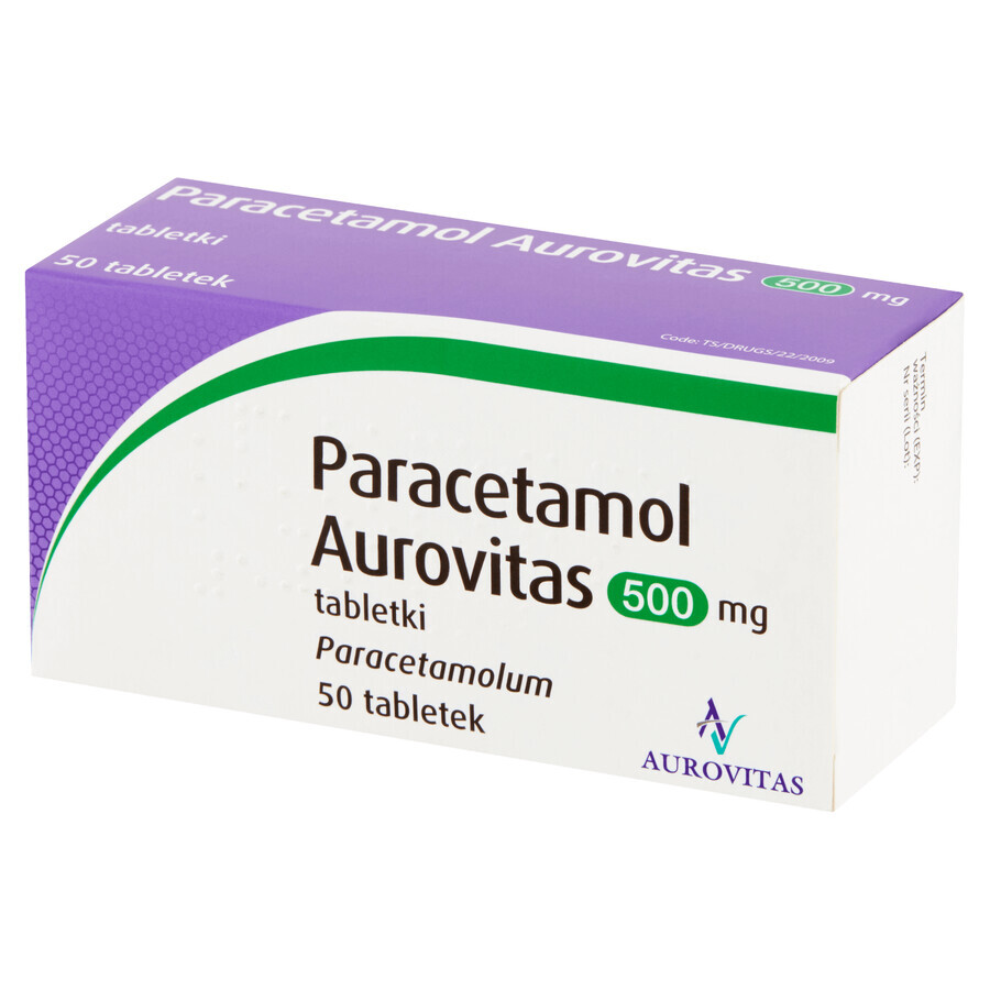 Paracetamol Aurovitas 500 mg, 50 comprimidos