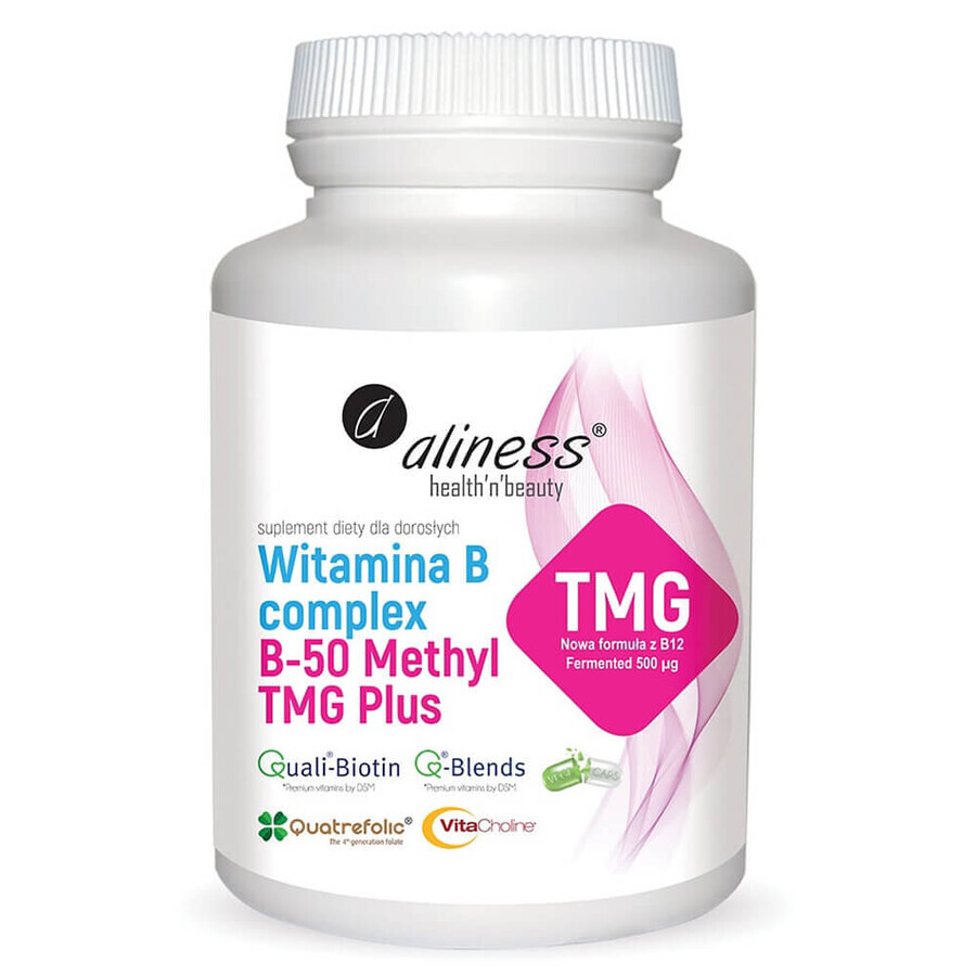 Aliness Complejo vitamínico B B-50 Metil TMG Plus, 100 cápsulas vegetales