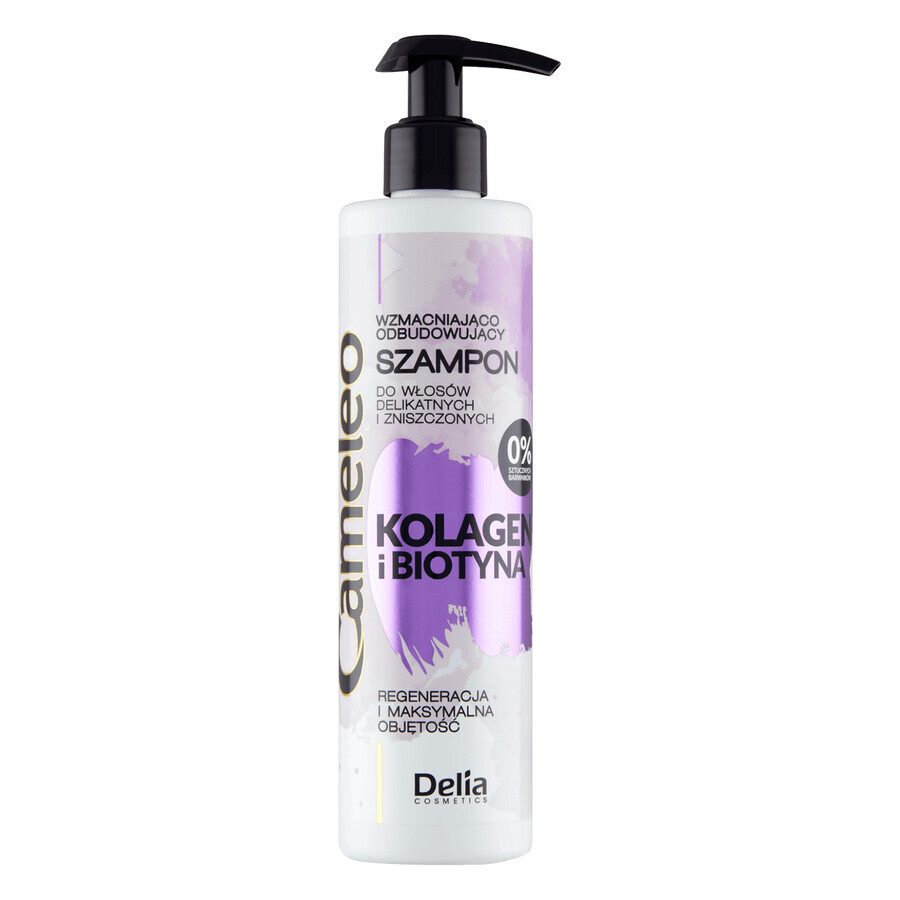 Delia Cameleo Colágeno y Biotina, champú fortalecedor y reconstructor para cabello delicado y dañado, 250 ml