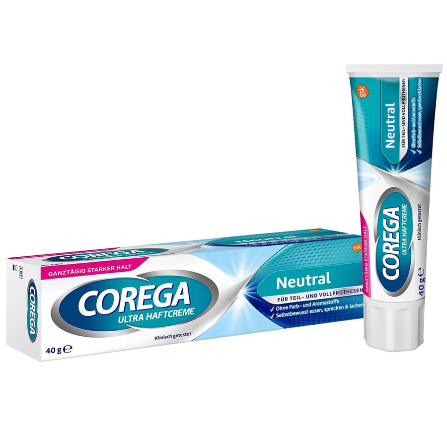 Corega Super Strong, crema adhesiva para dentaduras postizas, neutra, 40 g