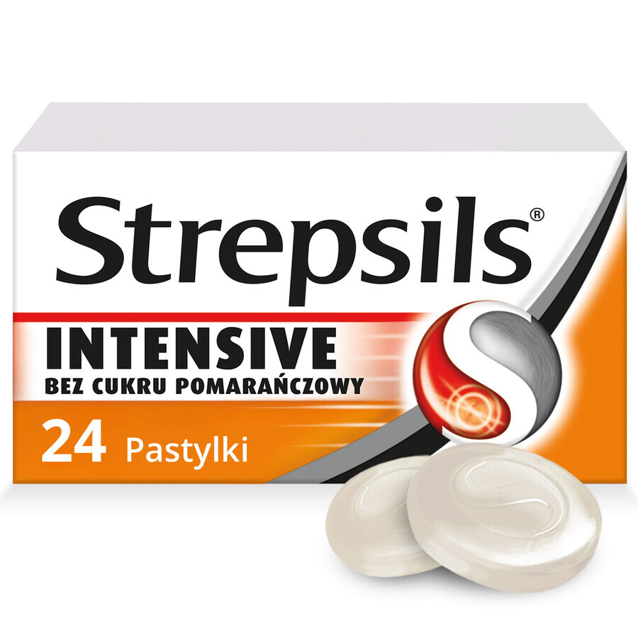 Strepsils Intensive oranges without sugar 8.75 mg, 24 hard tablets