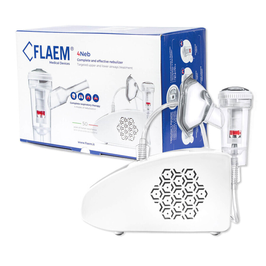 Flaem 4Neb, inhalador neumático de pistón para adultos y niños, con nebulizador RF9