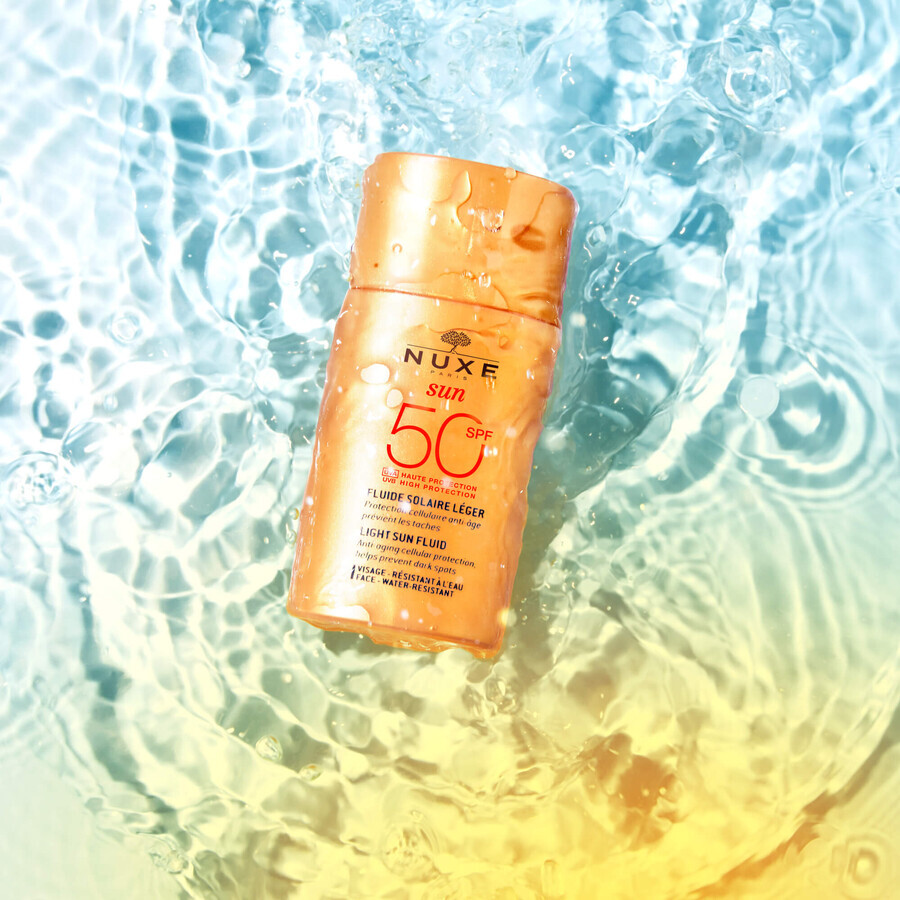 Nuxe Sun, crema ligera con protección alta SPF 50, piel normal y mixta, 50 ml