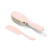 BabyOno Super Soft Natural Bristle Hairbrush and Comb From Birth 568/04 Pink