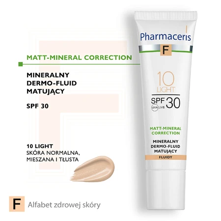 Pharmaceris F Matt-Mineral-Correction, dermofluido mineral matificante, 10 Light, SPF 30, 30 ml