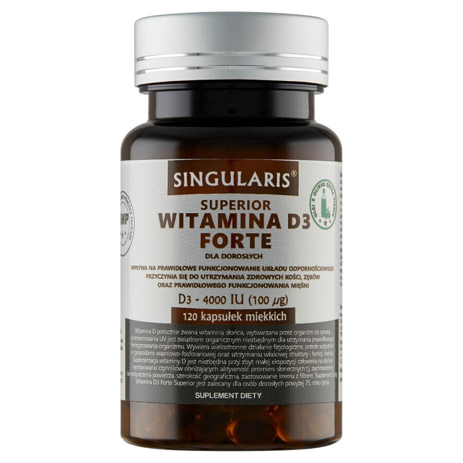 Singularis Superior Vitamina D3 Forte 4000 UI, 120 cápsulas blandas