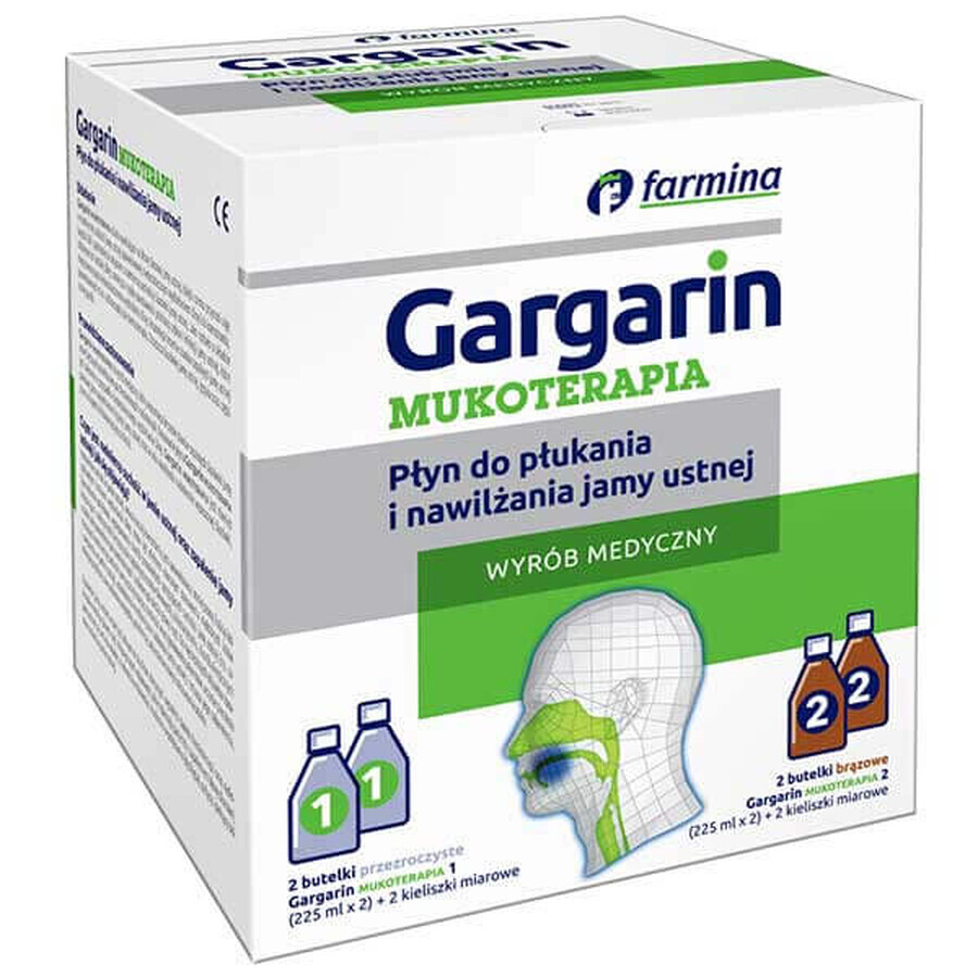 Gargarin Mucoterapia, colutorio e hidratante bucal, 4 x 225 ml