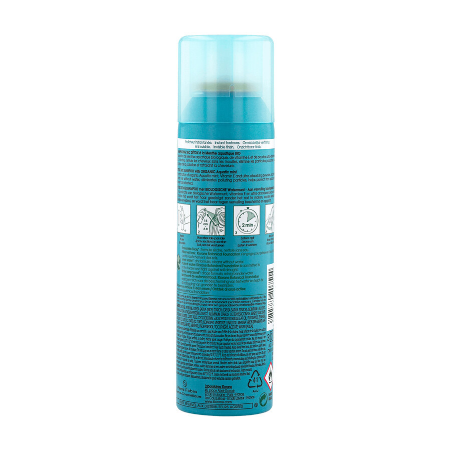 Klorane Detoxifying Dry Shampoo with Organic Aquatic Mint, 150 ml