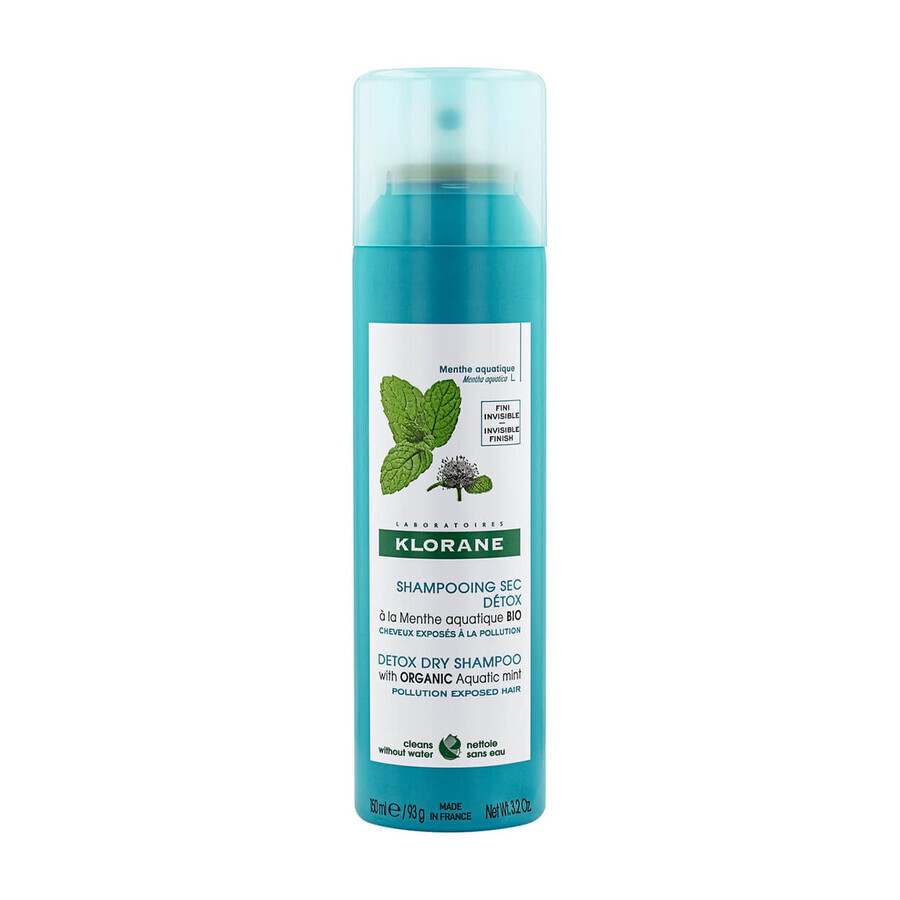 Klorane Detoxifying Dry Shampoo with Organic Aquatic Mint, 150 ml