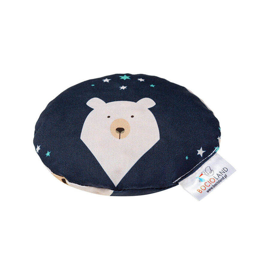 Bocioland, bolsa de agua caliente redonda con hueso de cereza, 13 cm, oso polar, 1 unidad