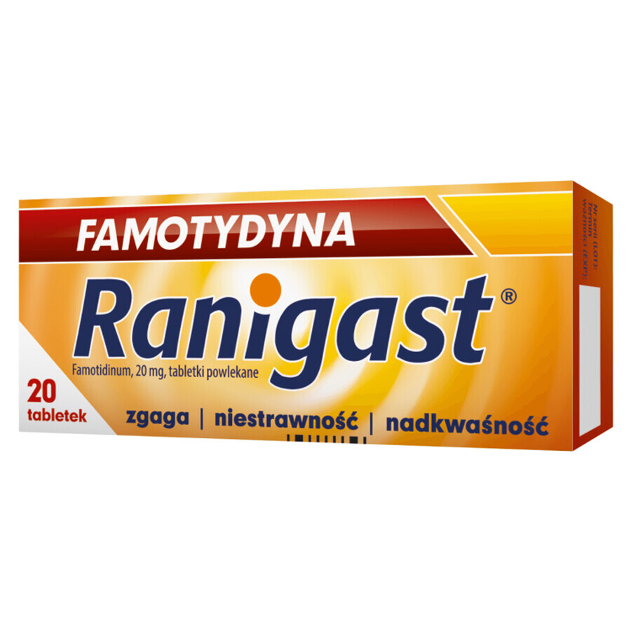 Famotidina Ranigast 20 mg, 20 comprimidos recubiertos con película