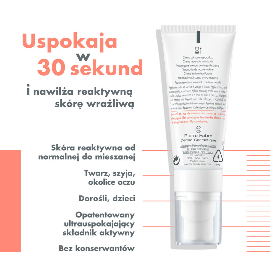 Avene Tolerance Control, crema facial calmante y regeneradora, pieles normales y mixtas, 40 ml