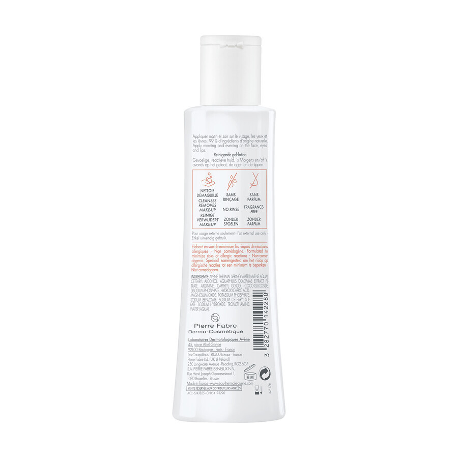 Avene Tolerance, bálsamo limpiador en gel para rostro y ojos, pieles sensibles y reactivas, 200 ml