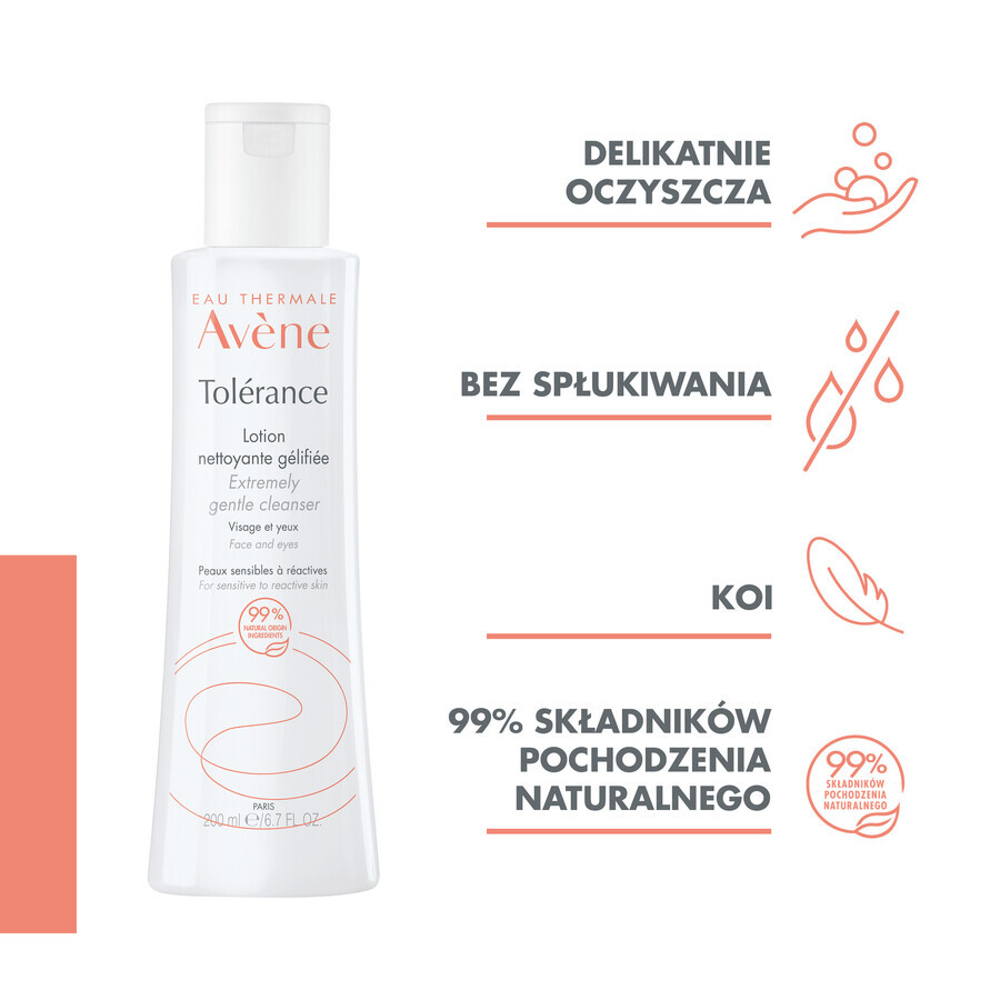 Avene Tolerance, bálsamo limpiador en gel para rostro y ojos, pieles sensibles y reactivas, 200 ml