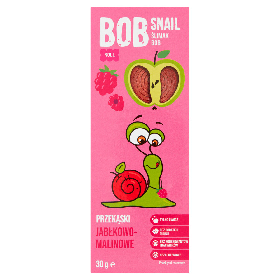 Bob Snail Roll Snack de frutas, manzana, frambuesa, 30 g