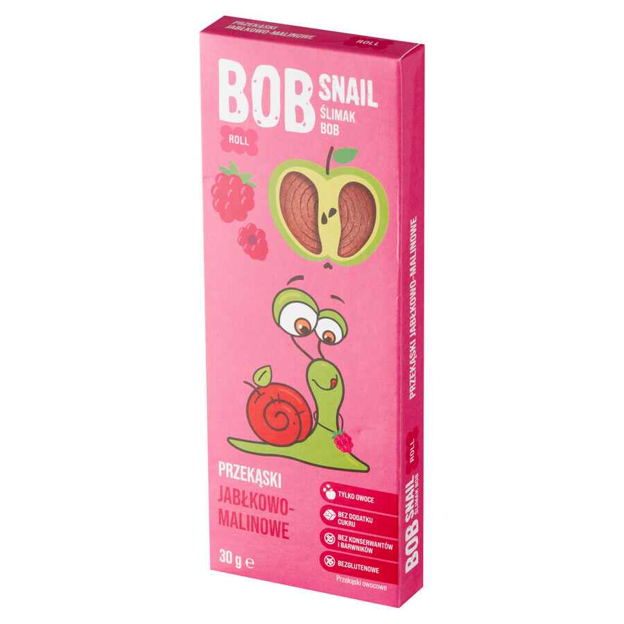 Bob Snail Roll Snack de frutas, manzana, frambuesa, 30 g