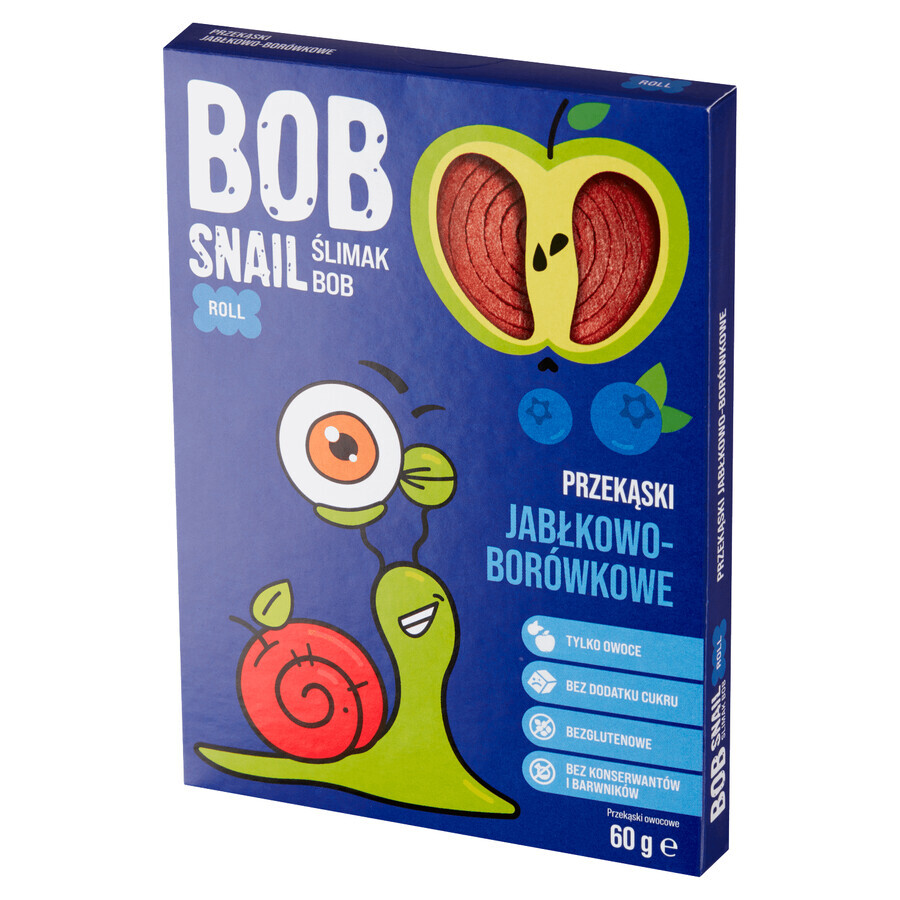 Bob Snail Roll Snack de frutas, manzana, arándano, 60 g