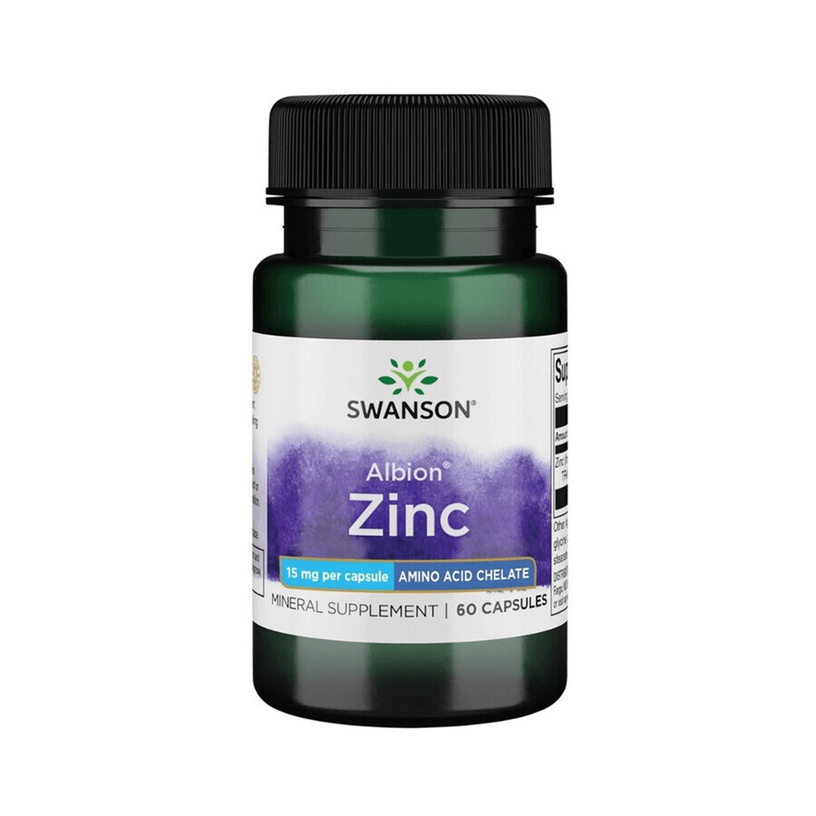 Swanson Albion Zinc, quelato de zinc, 60 cápsulas