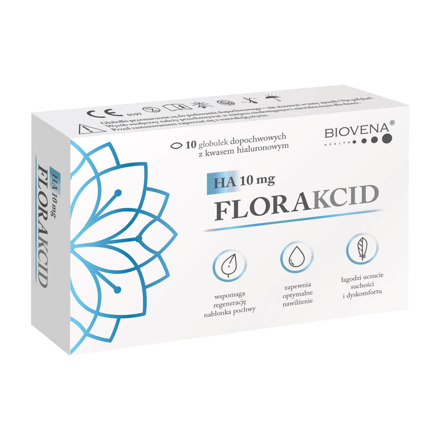 Florakcid HA 10 mg, globuli vaginali, 10 unità