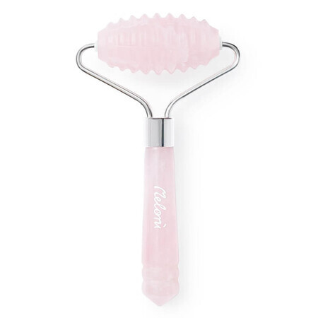 Mini rodillo de masaje facial de cuarzo rosa texturizado, Meloni Care