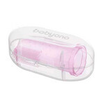 BabyOno, cepillo de dedo para los primeros dientes, silicona, rosa, 723/03, 1 ud.