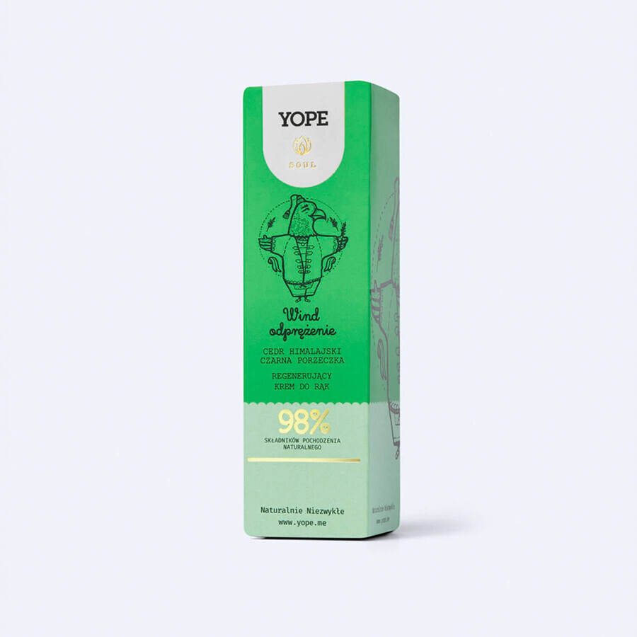 Yope Wind Relaxation, crème régénérante pour les mains, cèdre de l'Himalaya et cassis, 50 ml