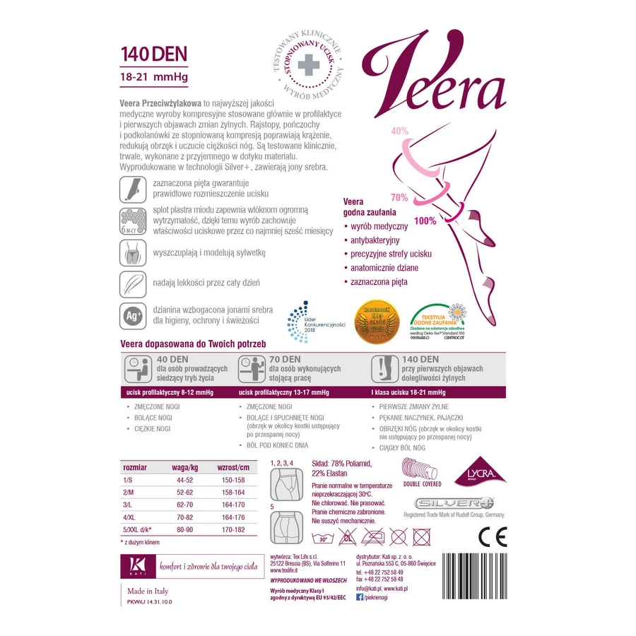 Veera Anti-varicose, medias de compresión, 140 den, talla 3, visone