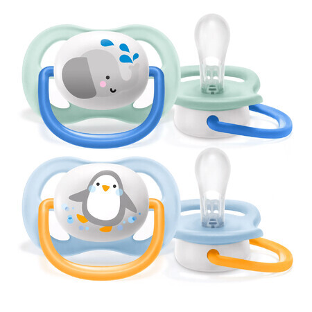 Avent Ultra Air, sucette, silicone, orthodontique, animaux, SCF080/05, 0-6 mois, 2 pièces 