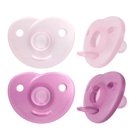 Avent Soothie, chupete, silicona, ortodoncia, niña, SCF099/22, 0-6 meses, 2 piezas