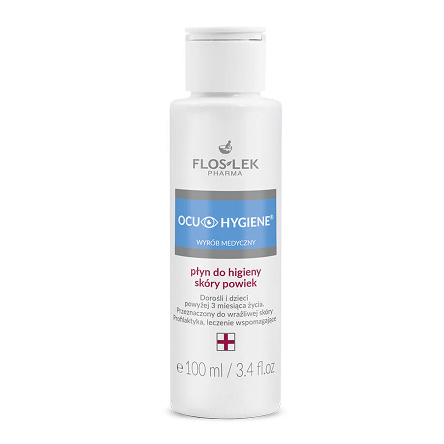 Flos-Lek Ocu Hygiene, líquido para la higiene de la piel de los párpados, para adultos y niños mayores de 3 meses, 100 ml